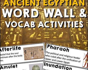 Ancient Egypt Word Wall & Vocabulary Activities, World History Lesson Plans, Homeschool Practice Pages, Kids Learning Activity Worksheets
