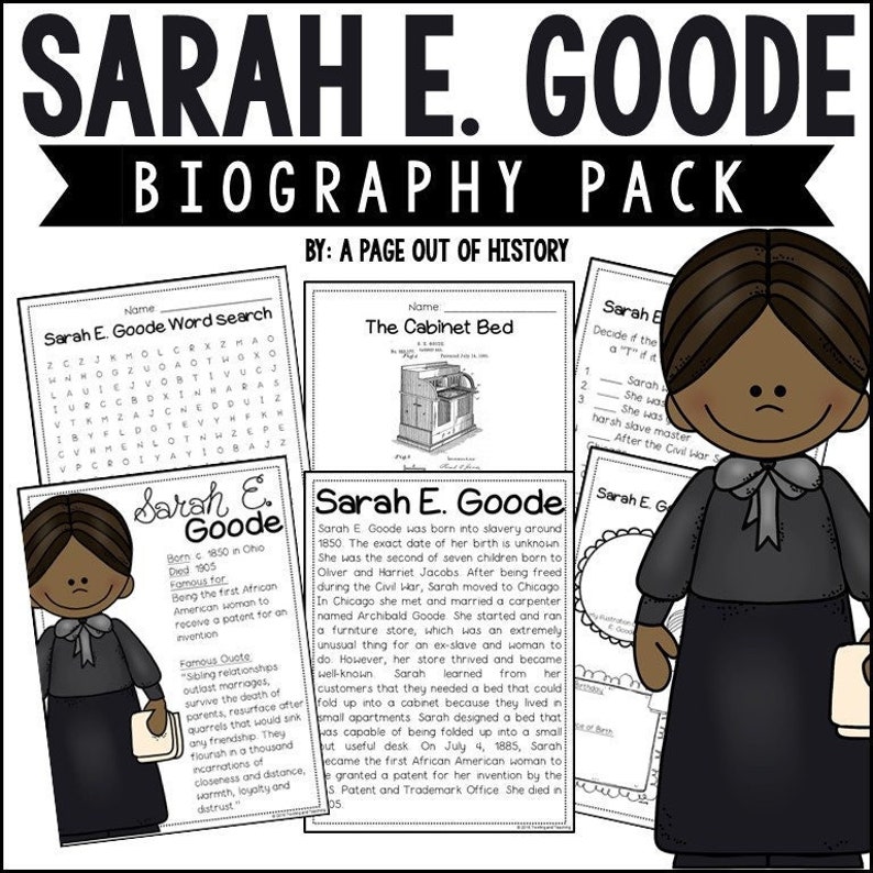 Sarah E Goode Biography Unit Pack | 3-5 | Homeschool | Social Studies ...
