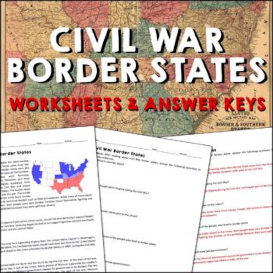 Civil War Border States Reading Worksheets and Answer Keys, Homeschool ...