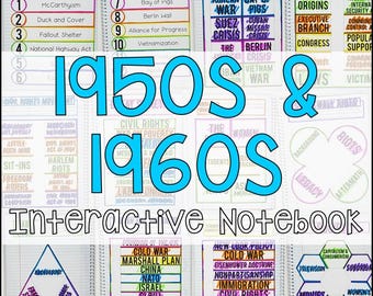 American History 1950s and 1960s Interactive Notebook, Social Studies World History Lesson Plan, Educational Resources, Digital PDF Download