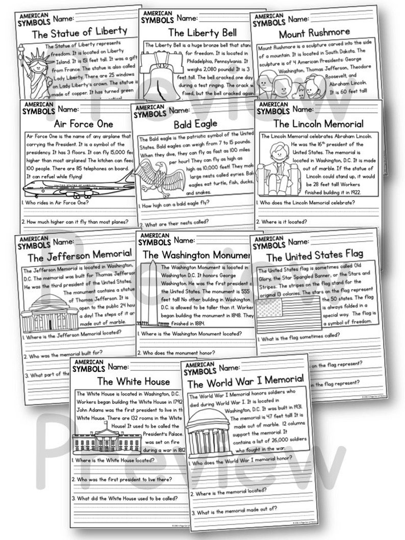 K2 Social Studies Reading Comprehension Passages Bundle Homeschool