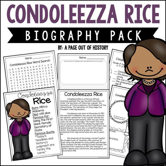 Condoleeza Rice 3rd-5th Grade Biography Unit | Reading