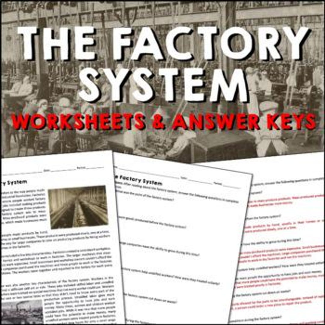 Factory System Industrial Revolution Pages, Reading Comprehension ...