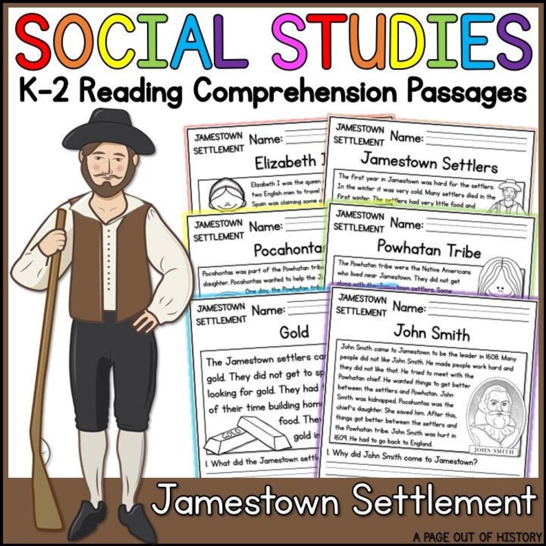 Jamestown Settlement Reading Comprehension Passages K-2 Homeschool ...
