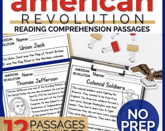 American Revolution Reading Worksheet, U.s History & Colonial American Printable Pages, George Washington Passages for 1st and 2nd Grade