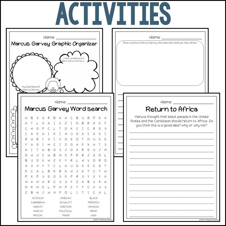 Marcus Garvey Biography Unit Pack 3-5 Homeschool Social Studies ...