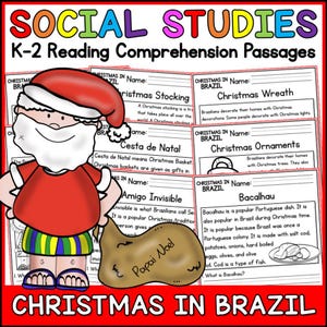 K-2 Christmas in Brazil Reading Comprehension Passage and Answer Key, Holiday Activities for Kids, Homeschool Fluency Practices Worksheets