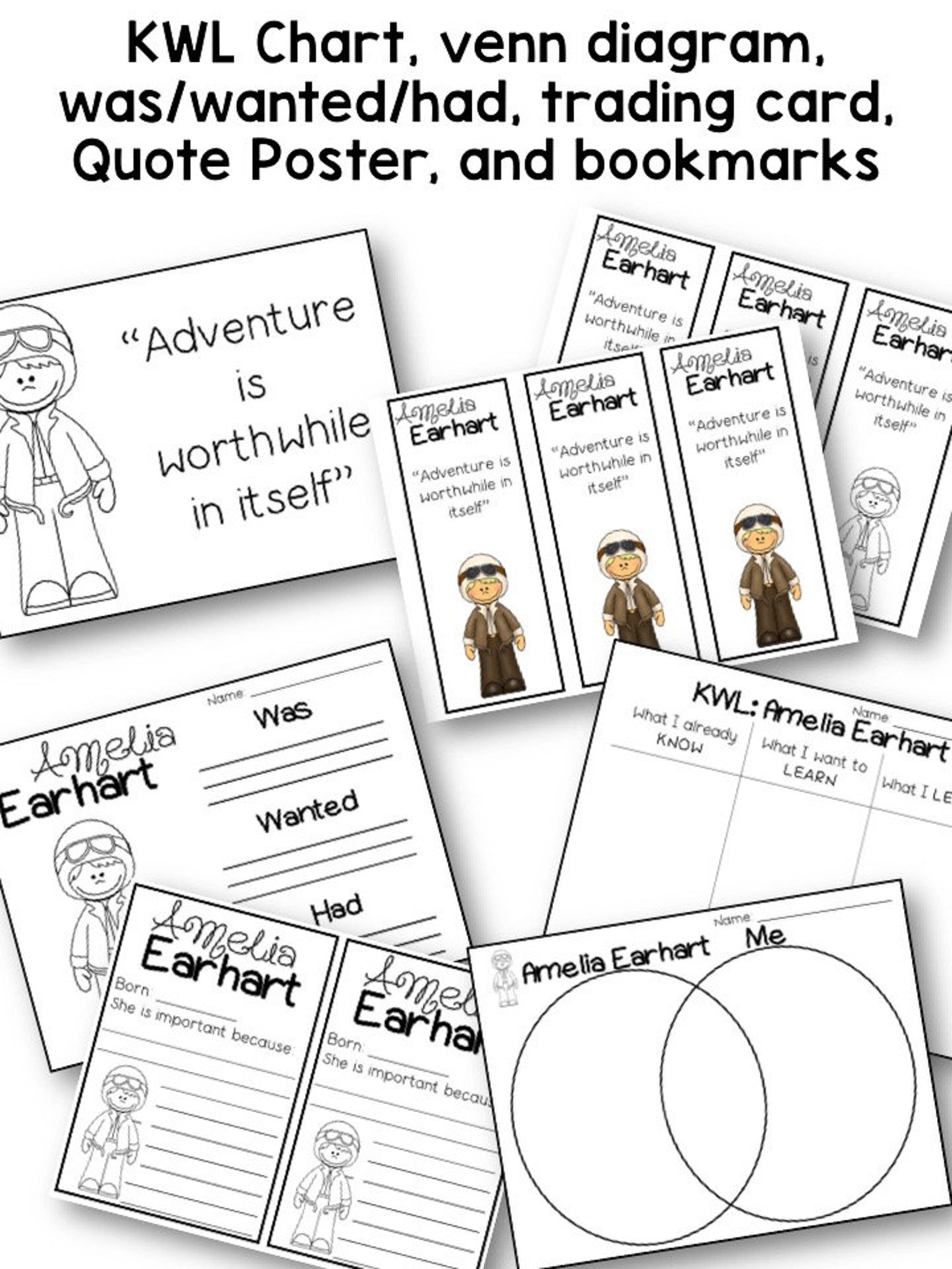 Amelia Earhart Biography Unit Pack | 3-5 | Homeschool | Social Studies ...