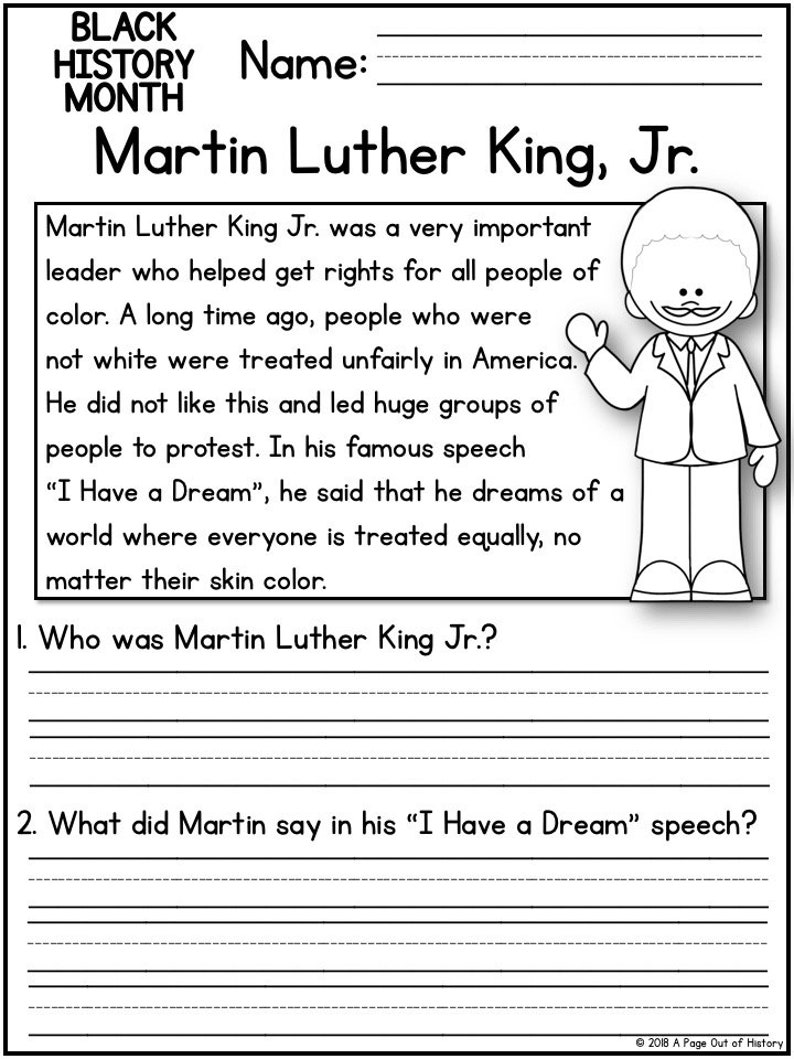 Black History Comprehension Worksheets