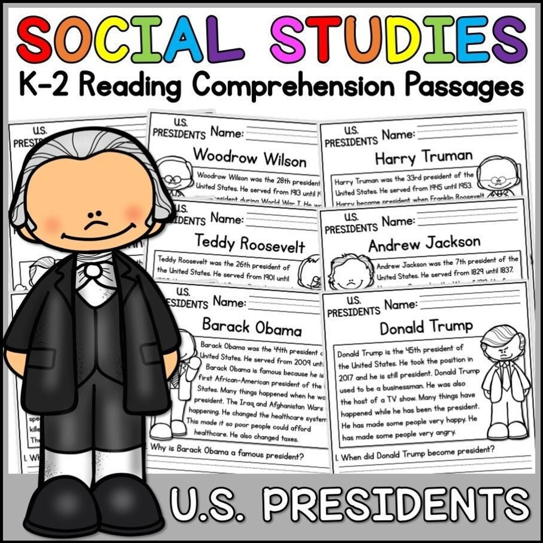 1st 2nd Grade Reading Comprehension | United States Presidents Passages ...