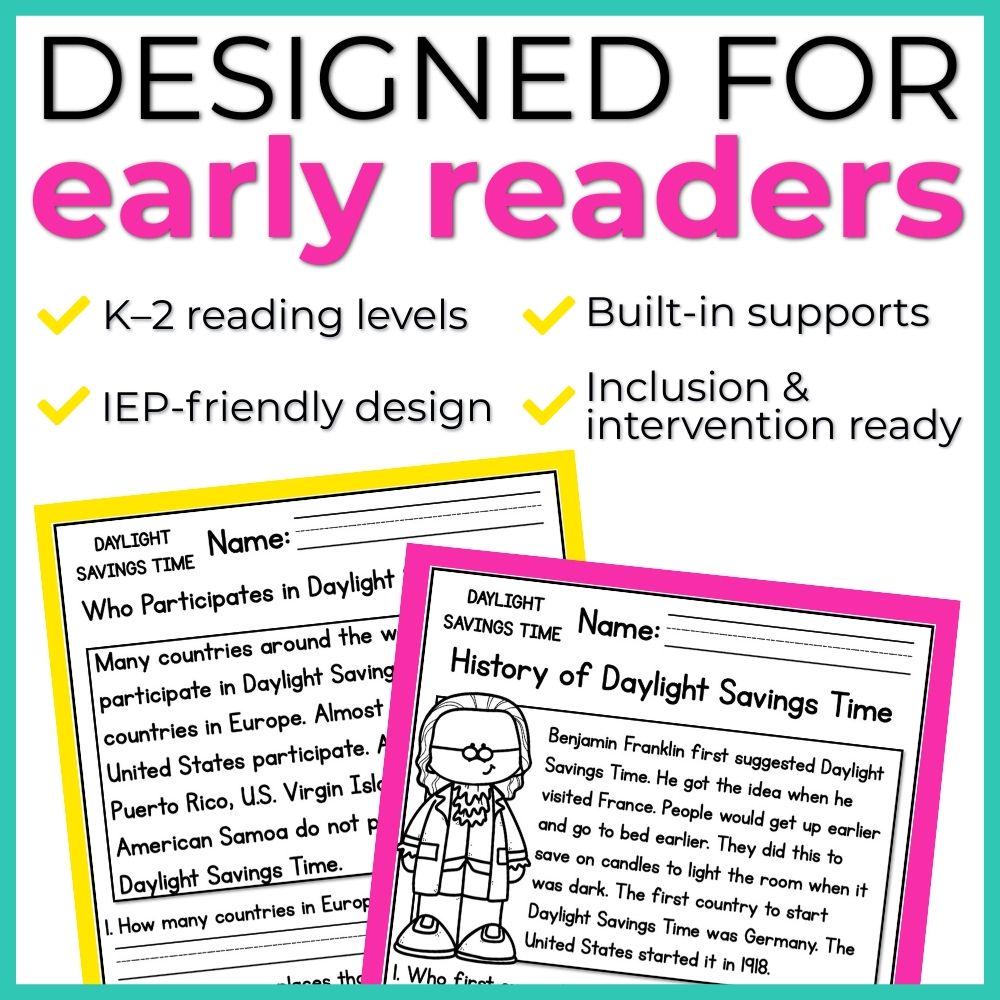 Daylight Saving Time Reading Comprehension Worksheets, Homeschool ...
