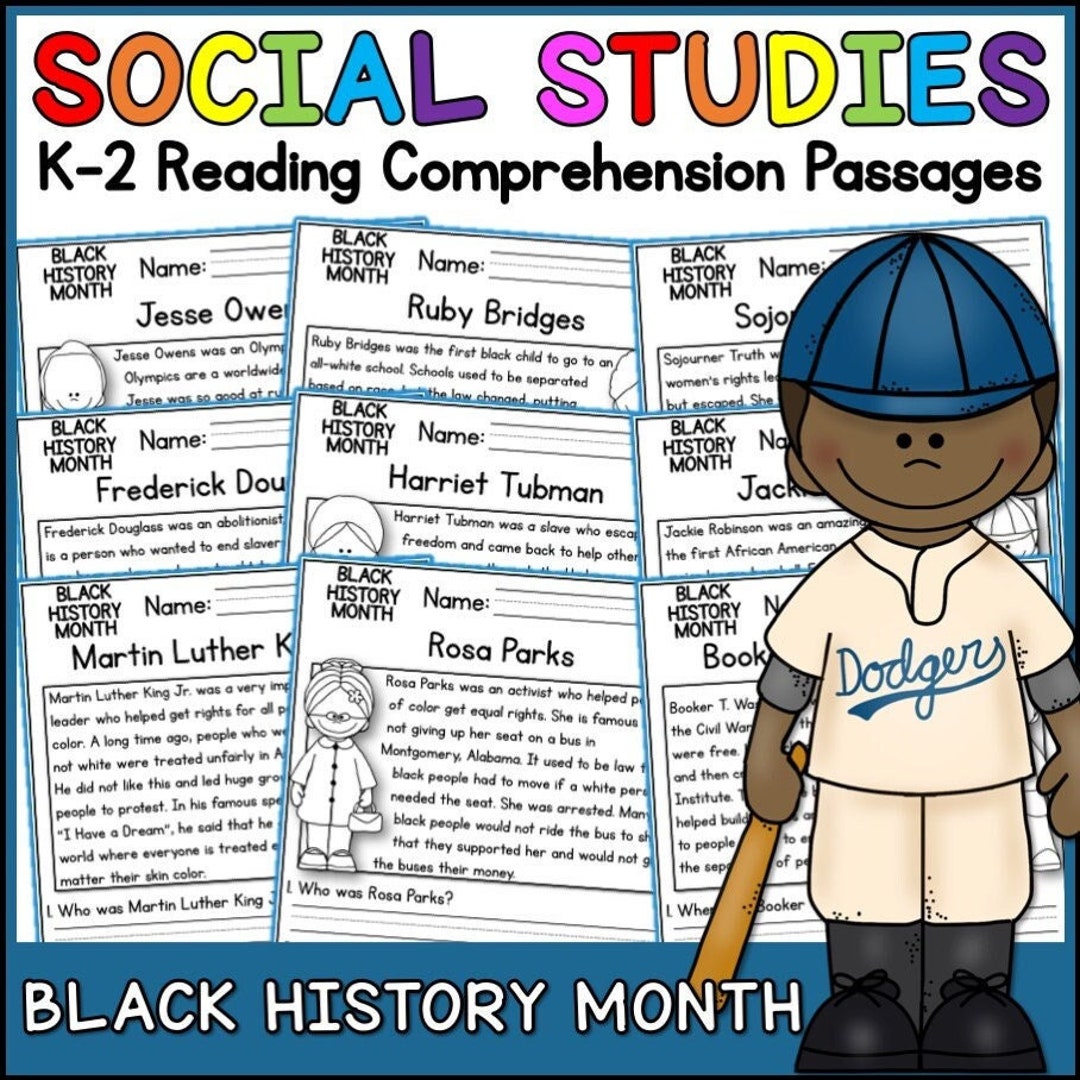 Black History Month Reading Comprehension Passages K-2 - Etsy