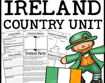 Ireland Country Social Studies Complete Unit, Ireland History Passages and Questions, for Homeschool Students, Reading Practice Worksheets