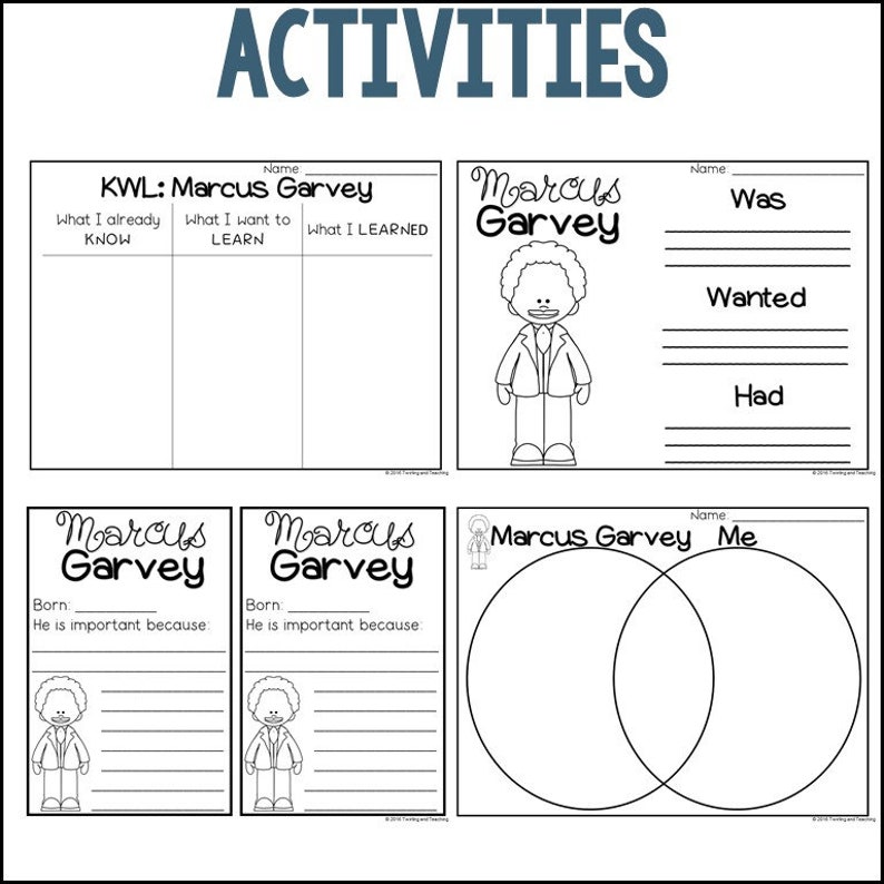 Marcus Garvey Biography Unit Pack | 3-5 | Homeschool | Social Studies ...