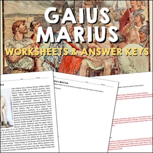 May include: Black and white illustration of a group of Roman men. The text "Gaius Marius Worksheets & Answer Keys" is at the top of the image.
