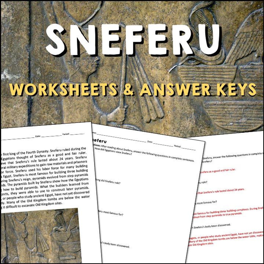 Sneferu Pharaoh Ancient Egypt Reading Worksheets With Answers Key ...