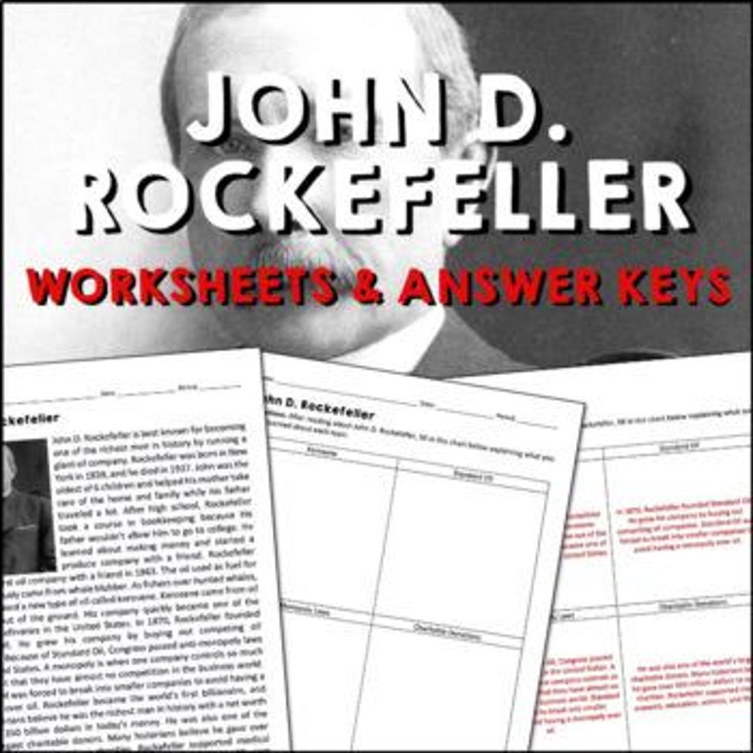 John D. Rockefeller Reading Comprehension Worksheets With Answer Key ...