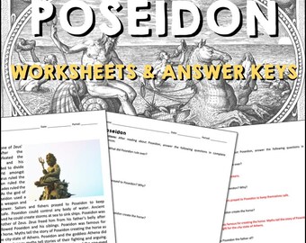 Poseidon Griechische Mythologie Lesepassagen Arbeitsblätter, Altgriechische Geschichte Seiten für Homeschool & Klassenzimmer, Sozialkunde, Stundenpläne