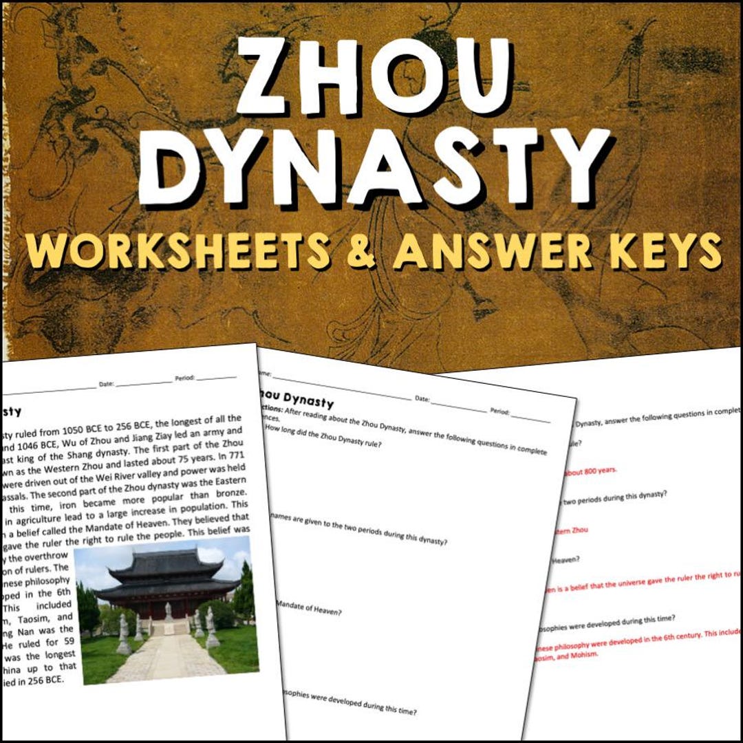 Zhou Dynasty Ancient China Reading Worksheets and Answer Keys Etsy