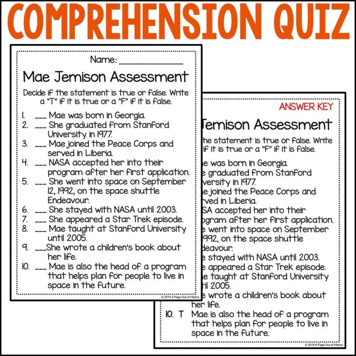 Mae Jemison Biography Unit Pack 35 Homeschool Social Studies Printable Worksheets