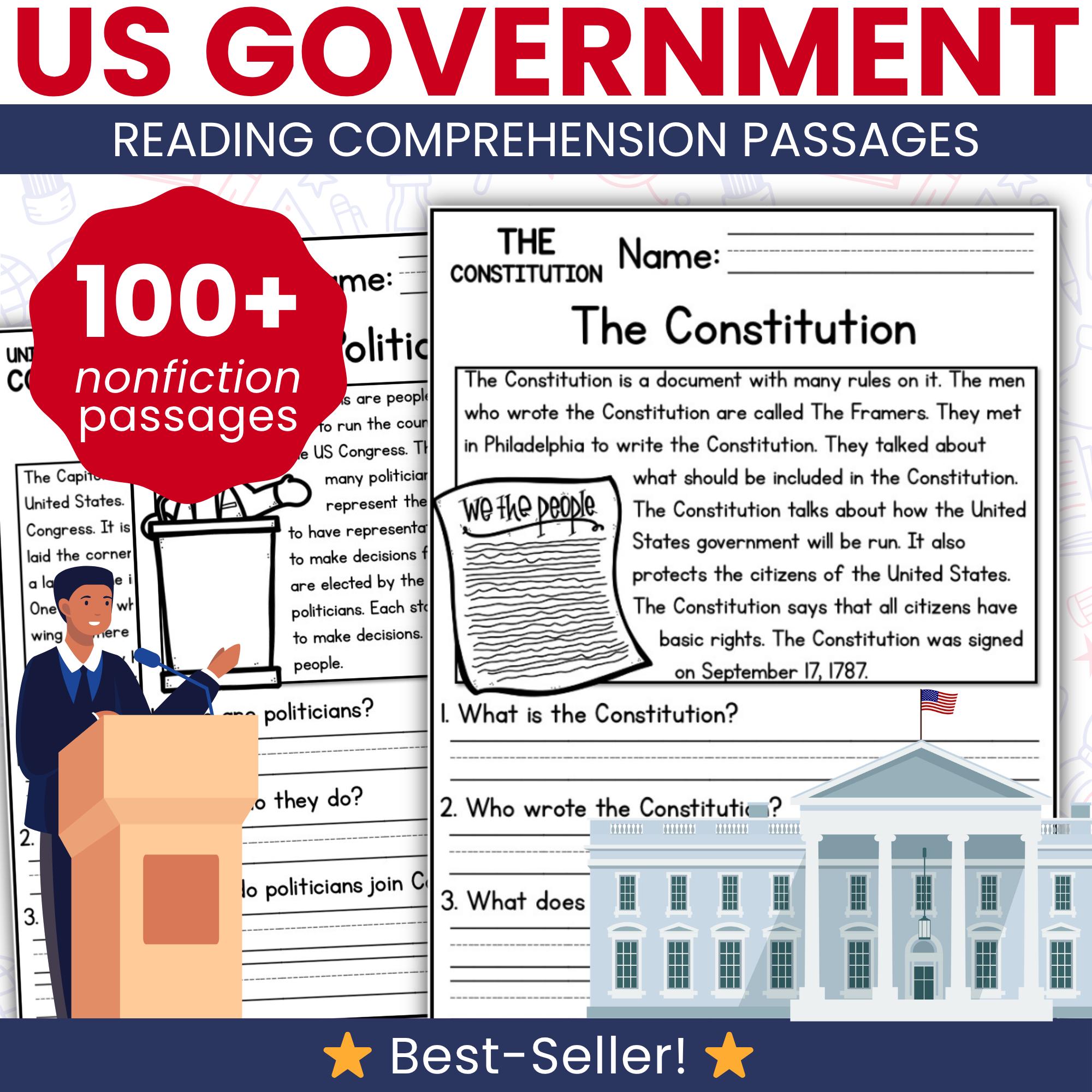 US Government Reading Comprehension Passages, US History Worksheets and ...