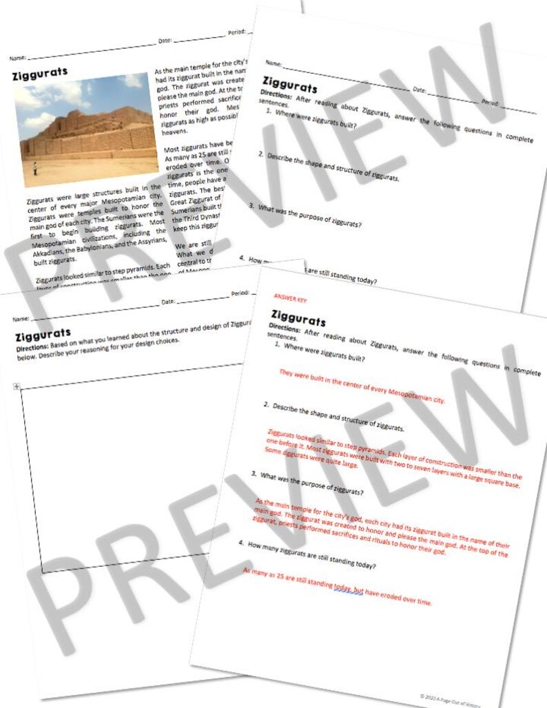 Ziggurat Worksheet Example Ziggurats Reading Worksheets, Early Civilizations, Ancient History ...