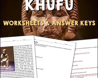 Khufu Pharaoh Ancient Egypt Reading Practice Worksheets and Answer Keys, Learning History Pages for Homeschool Students, No Prep Printable
