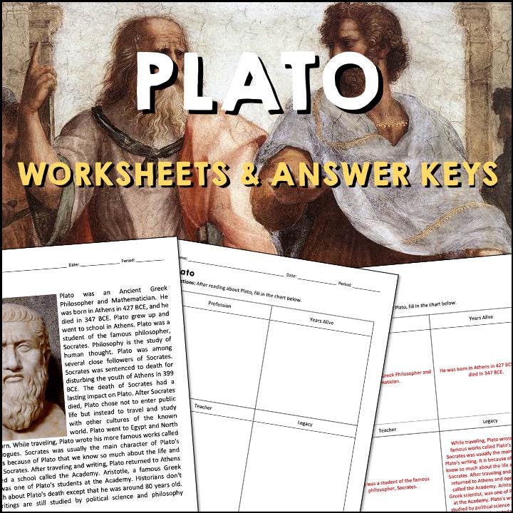 Plato Ancient Greece Reading Worksheets, Ancient Civilization Passages ...