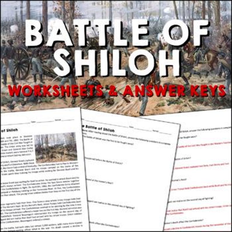 Battle of Shiloh Civil War Reading Worksheets & Answer Keys, Homeschool ...