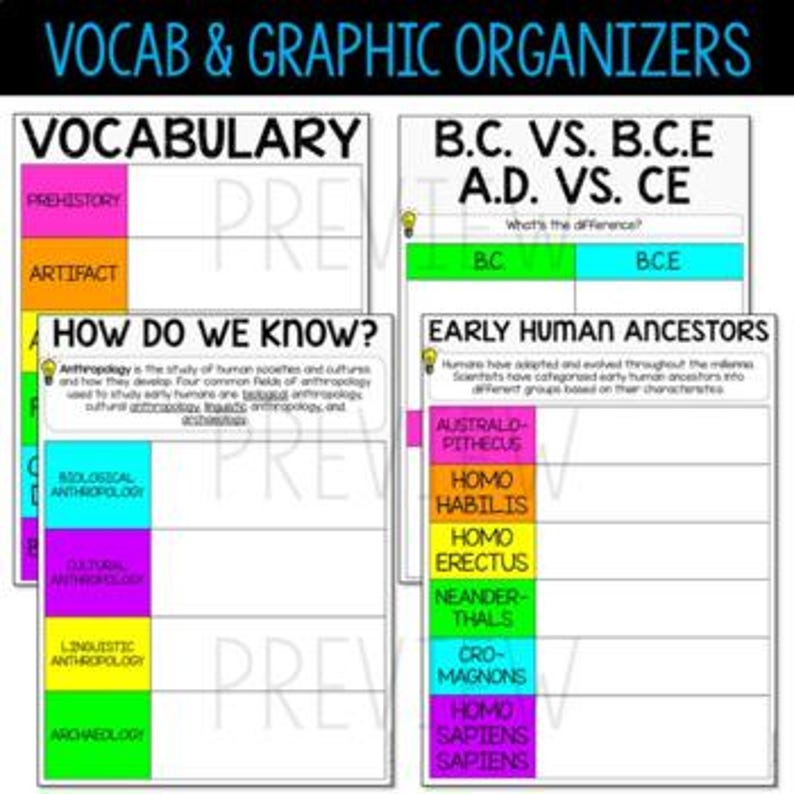 Early Humans Stone Age Interactive Notebook, Vocabulary Activities ...