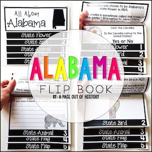 Alabama 3.-5 Symbole, Karte, Flagge, Lesen, Schreiben, Vokabeln | Klassenzimmer, Homeschool | Keine Prep Druckbar | Geschichte der USA