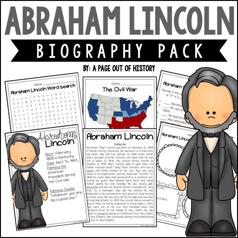 abraham-lincoln-activity-etsy for Abraham Lincoln Free Printable Worksheets Abraham Lincoln Activity - Etsy for Abraham Lincoln Free Printable Worksheets