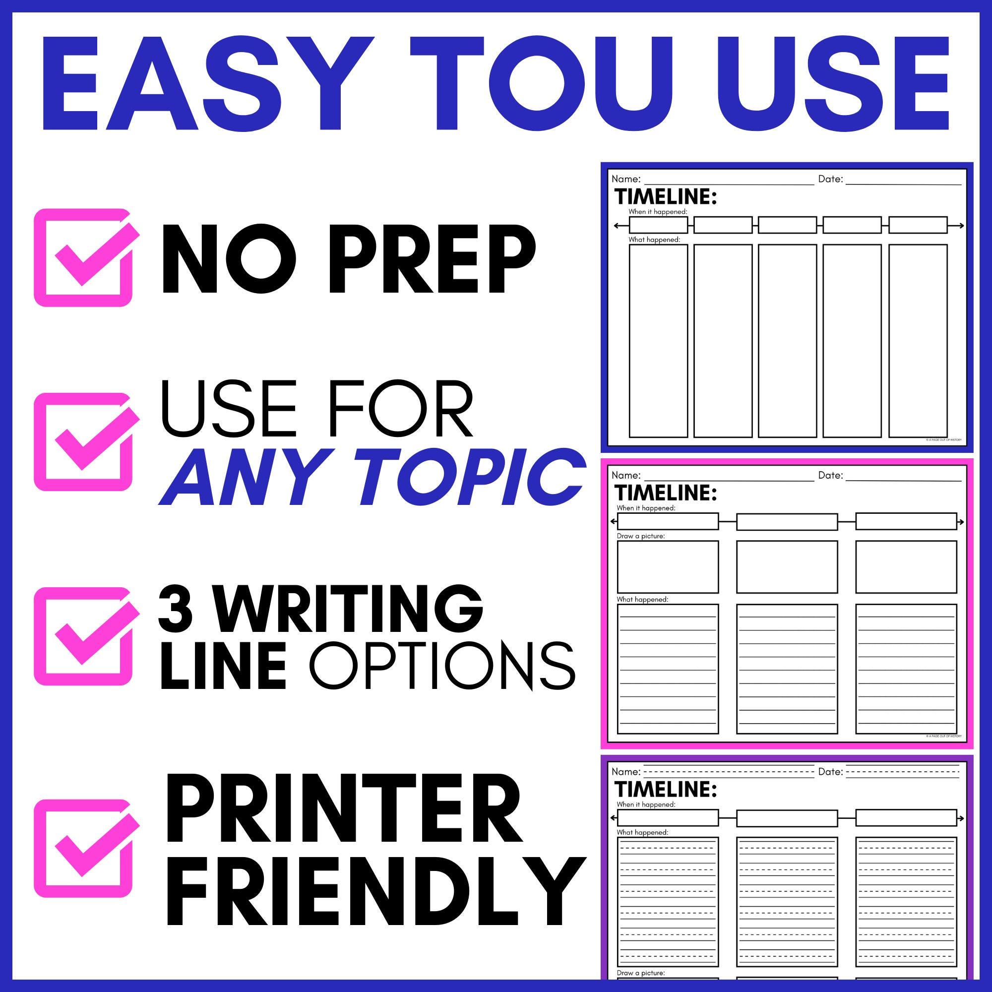 Blank Timeline Templates, Chronological Order, Sequence of Events ...