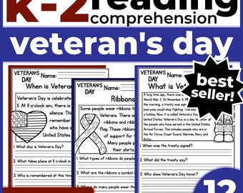 1st 2nd Grade Reading Comprehension Worksheets, Veterans Day Passages ...