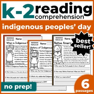 Klasse 1.2 Leseverstehen | Textpassagen & Fragen zum Tag der indigenen Völker | Klassenzimmer, Homeschool | Keine Prep Druckbar | Feiertage