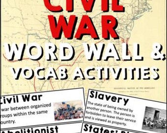 Civil War Word Wall Vocabulary Activities, Reading Comprehension ...