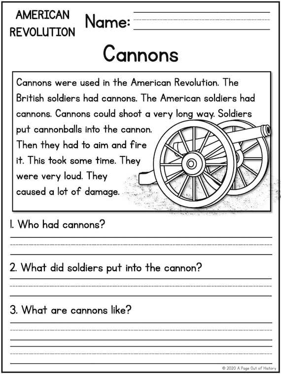 American Revolution Worksheets Elementary