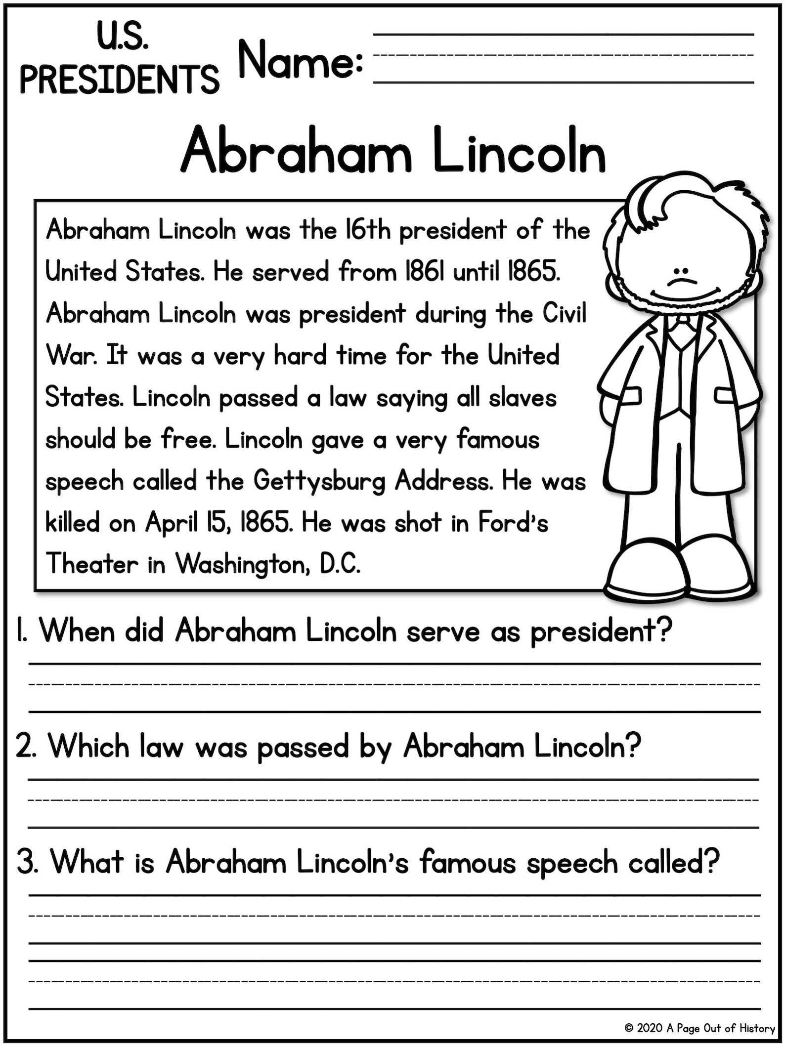united-states-presidents-reading-comprehension-passages-k-2-etsy