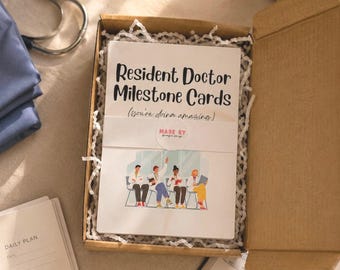 Cartes d'étape de médecin résident | Cadeau pour médecin junior | Souvenir étudiant en médecine | Cartes de parcours de résidence | Coffret cadeau formation médicale