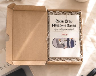 Cabin Crew Milestone Cards | Flight Attendant Training Milestones | Gift for Cabin Crew | Gift for Flight Attendant