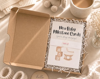 New Baby Milestone Cards | New Baby Gift | New Mum Gift | Pregnancy Gift | First Year Baby Milestones | Baby Shower Gift