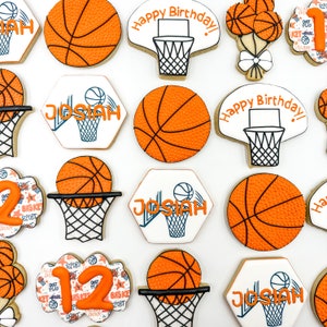 Basketball  Cookies, One Dozen Cookies, Custom Basketball  Cookies, Sports Cookies, Sports Ball Cookies, basketball Hoop Cookies.