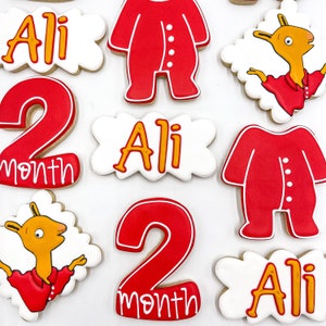 Llama Llama Red Pajama Sugar Cookies, one dozen cookies, Custom Llama Llama Red pajama cookies, baby cookies, royal icing cookies