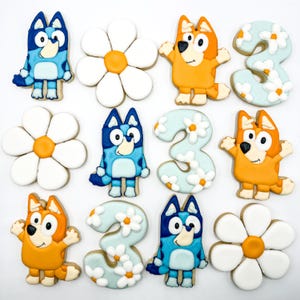 Blue Dog Sugar Cookie, Orange Dog Sugar Cookie, Blue and Orange Dog Birthday Party, Blue and Orange Cookies, Blue and Orange Birthday Cookie