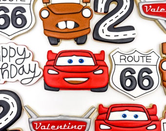 Cars Sugar Cookies, One Dozen Cookies, Custom Cars Cookies, Mater Cookies, Lightning McQueen Cookies, Birthday Cookies, Royalicing Cookies