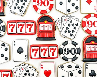 Casino Theme Cookies, Poker Decorated Cookies, Custom Casino Theme Cookies, Birthday cookies, Vegas Casino Cookies, Poker Night Theme Cookie