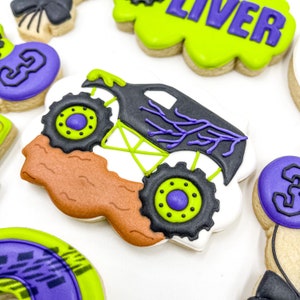 Monster Truck Cookies, One Dozen Cookies, Custom Monster Truck Cookies, Monster Truck Party Cookies, Monster Jam Cookies, Royalicing Cookies image 2