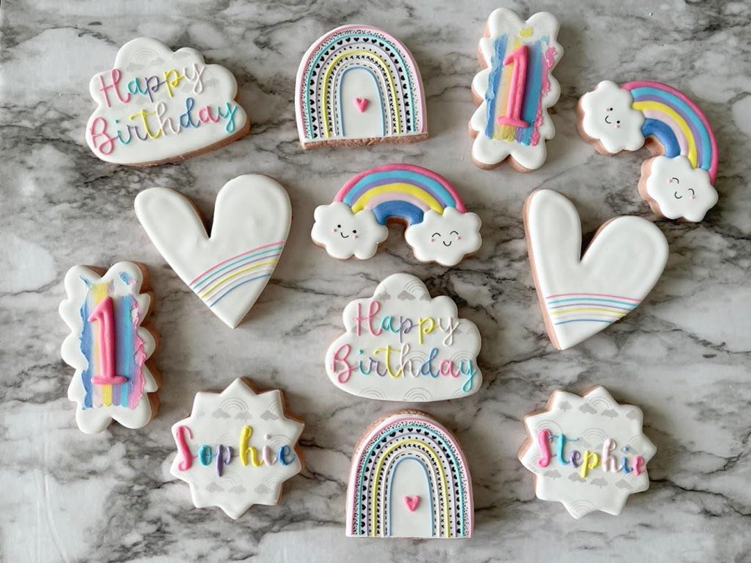 Rainbow Cookies, One Dozen of Cookies, Sugar Cookies, Rainbow Birthday