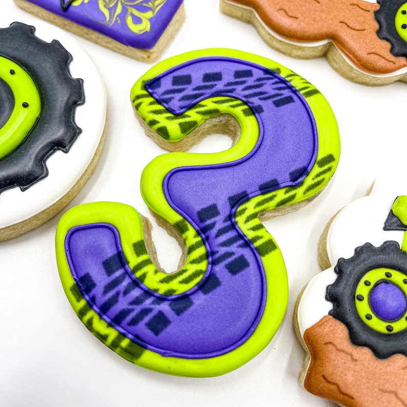 Monster Truck Cookies, One Dozen Cookies, Custom Monster Truck Cookies, Monster Truck Party Cookies, Monster Jam Cookies, Royalicing Cookies image 4
