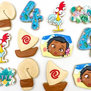 Baby Moana Sugar Cookies, Baby Moana Decorated Cookies, One Dozen Cookies, Custom Baby Moana Cookies, Birthday cookies, Royalicing Cookies.